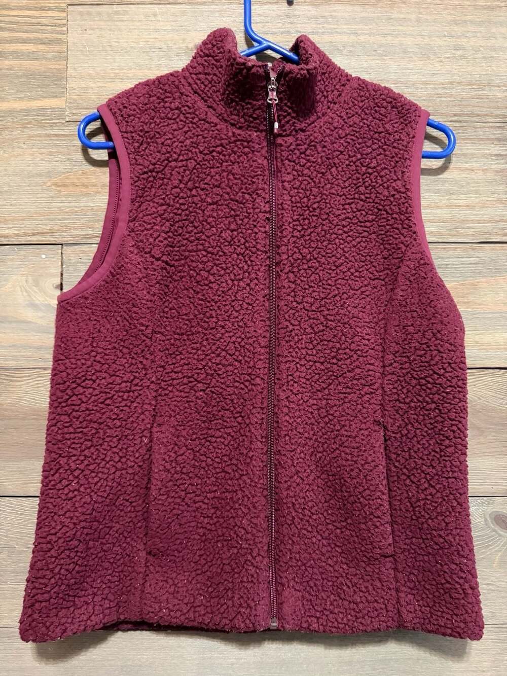 CALIA by Carrie Underwood Burgundy Sherpa Fleece Full Zip Vest